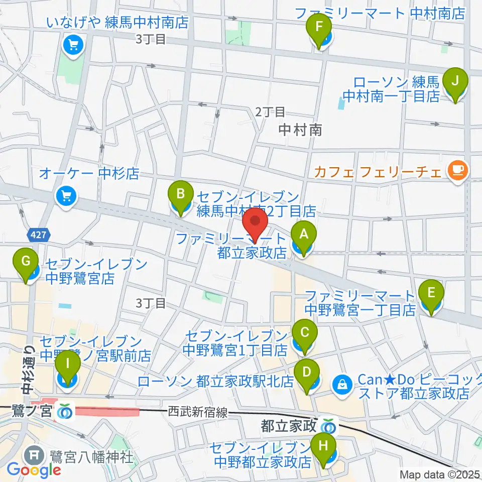 プロフェッショナル・パーカッション周辺のコンビニエンスストア一覧地図