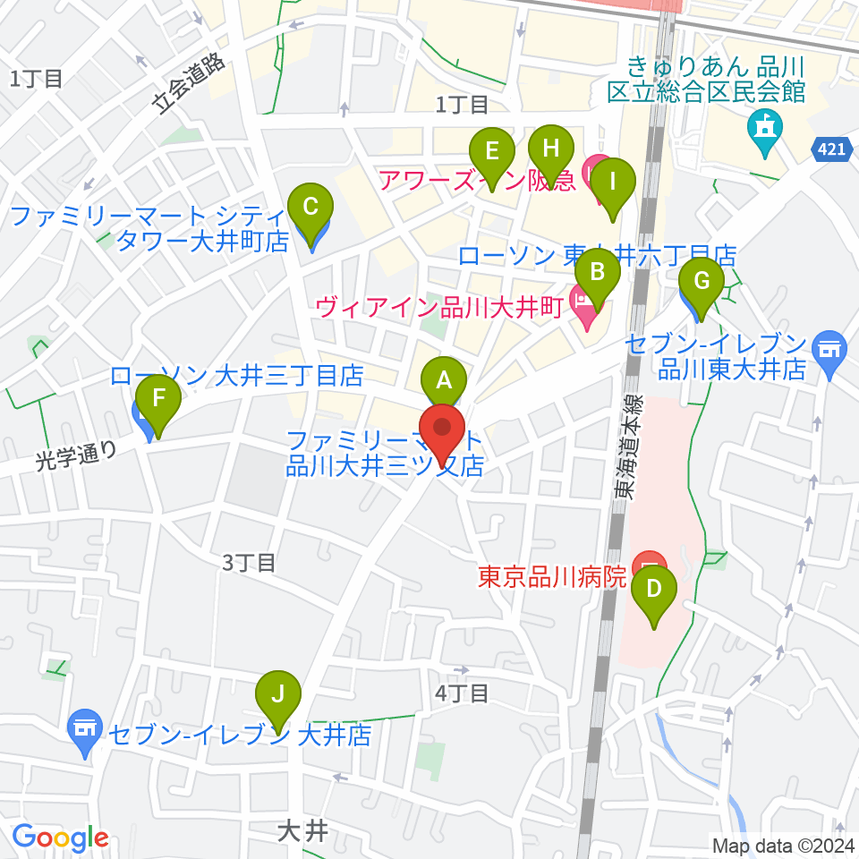 シブヤ楽器店周辺のコンビニエンスストア一覧地図