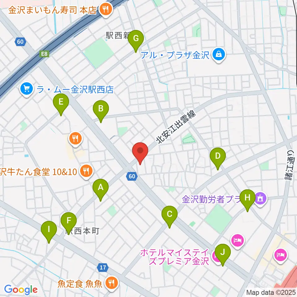 ストラディ金沢周辺のコンビニエンスストア一覧地図