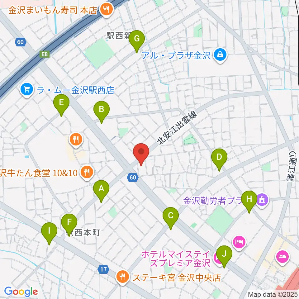 ストラディ金沢周辺のコンビニエンスストア一覧地図