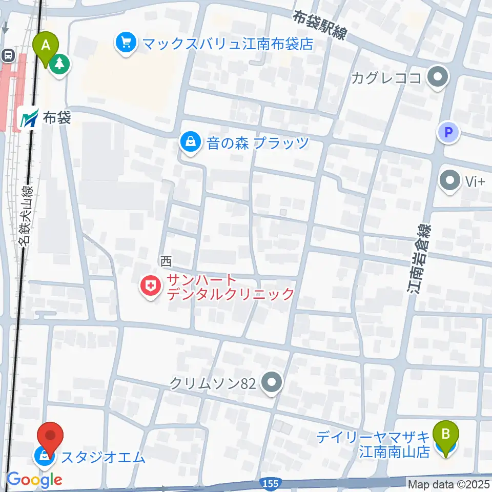 スタジオエム周辺のコンビニエンスストア一覧地図