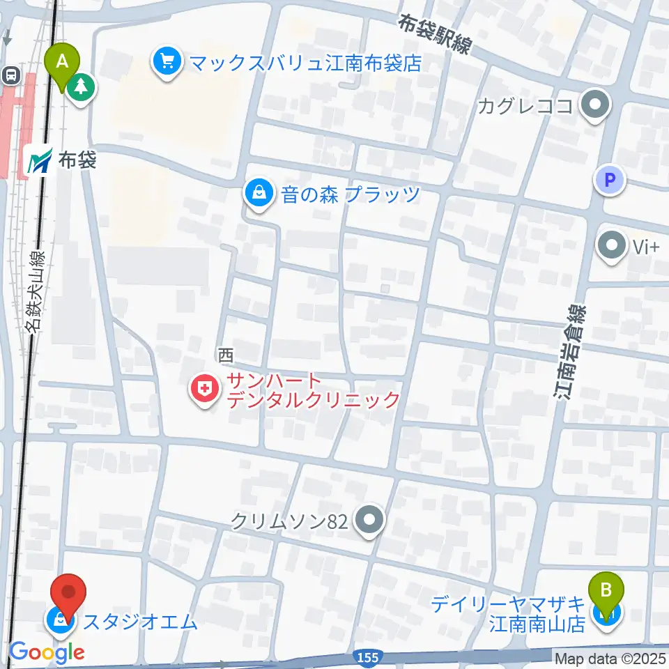 スタジオエム周辺のコンビニエンスストア一覧地図