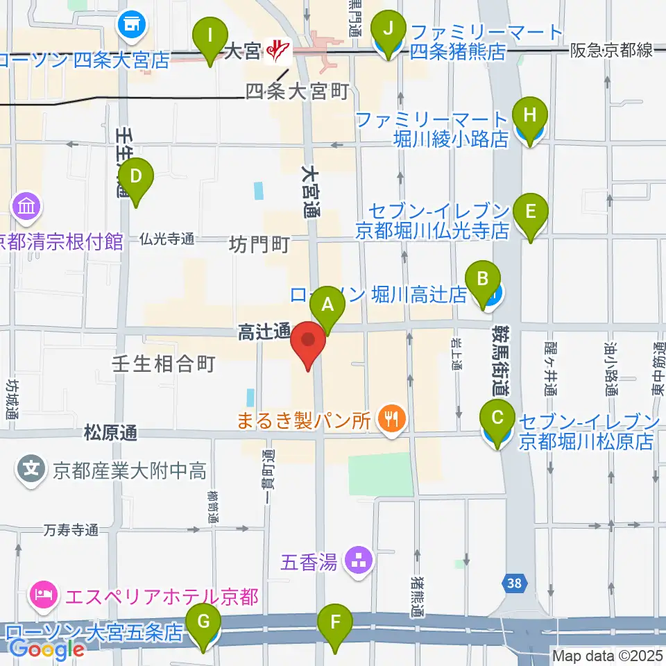 太鼓センター TAIKO-LAB京都周辺のコンビニエンスストア一覧地図