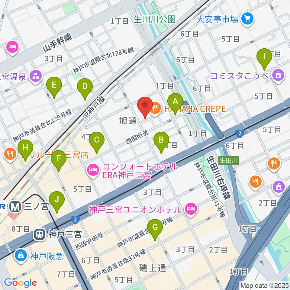 ジャンベ・民族楽器メットリー周辺のコンビニエンスストア一覧地図