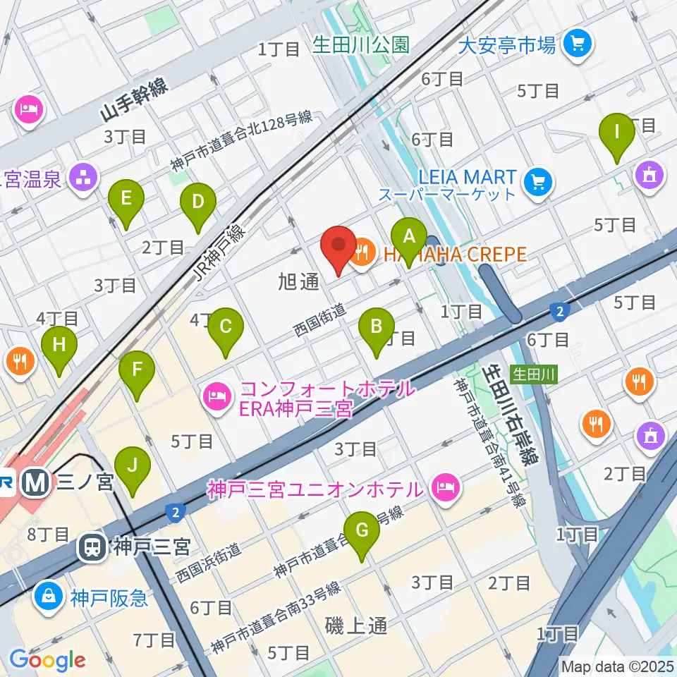 ジャンベ・民族楽器メットリー周辺のコンビニエンスストア一覧地図