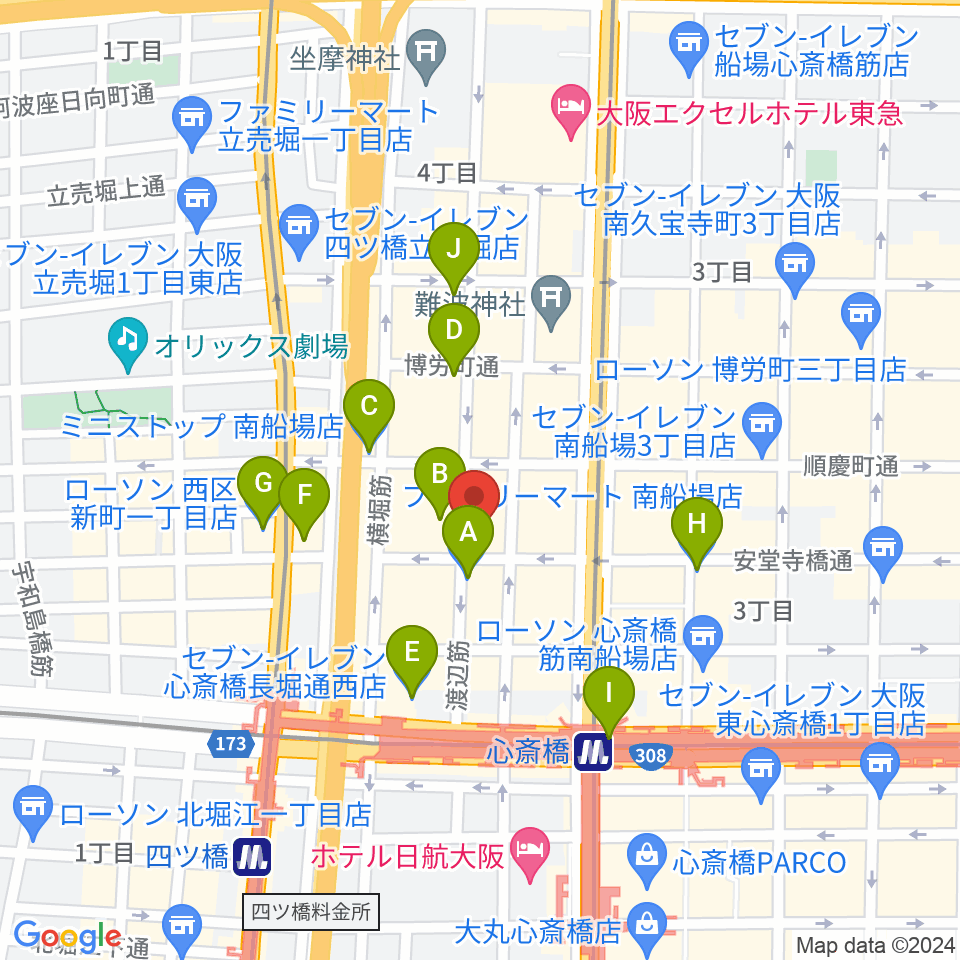 トニック楽器アトリエボア周辺のコンビニエンスストア一覧地図