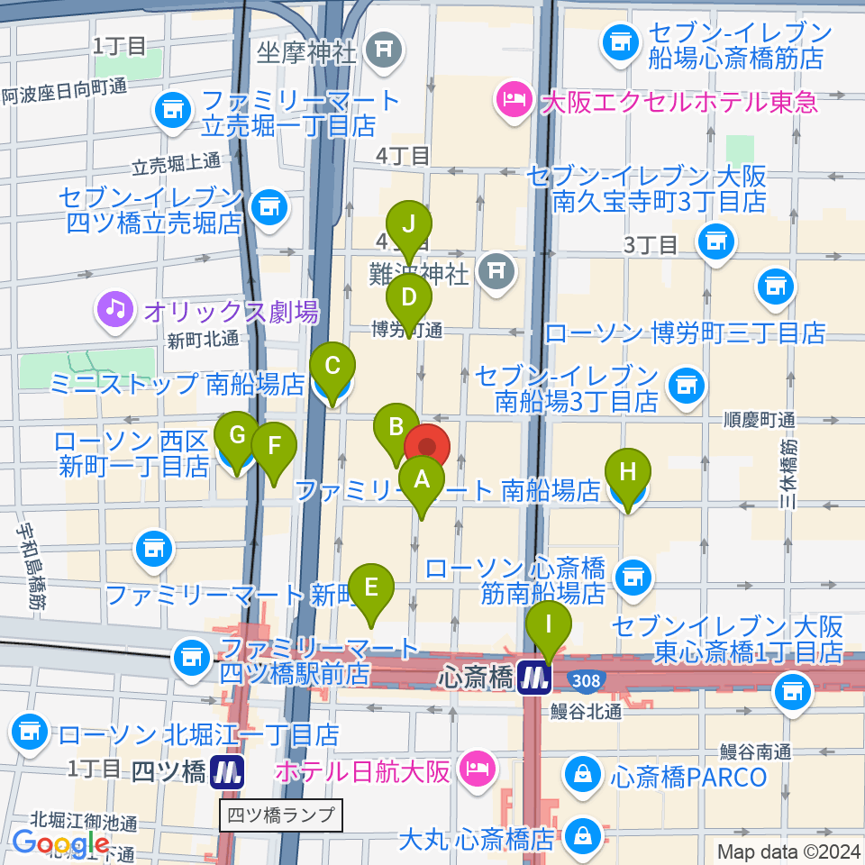 トニック楽器アトリエボア周辺のコンビニエンスストア一覧地図