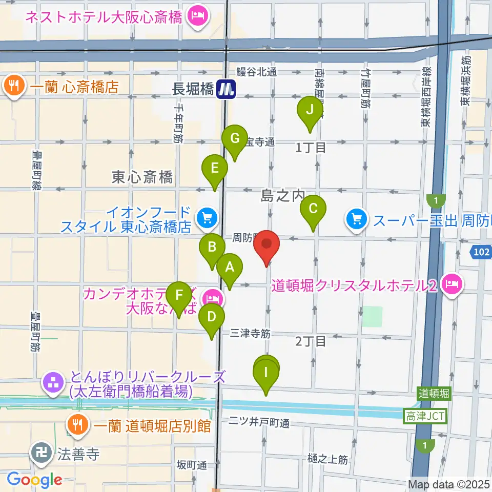 ツタヤ楽器周辺のコンビニエンスストア一覧地図
