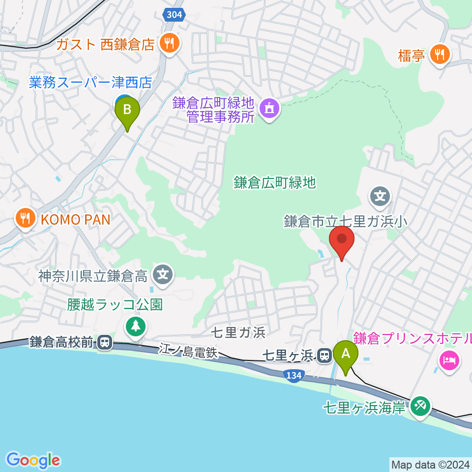 ウクレレスタジオ七里ケ浜周辺のコンビニエンスストア一覧地図