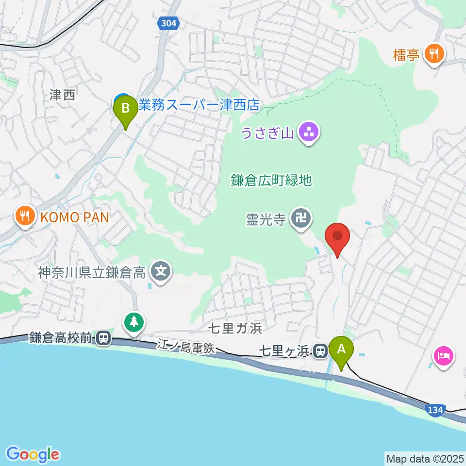 ウクレレスタジオ七里ケ浜周辺のコンビニエンスストア一覧地図