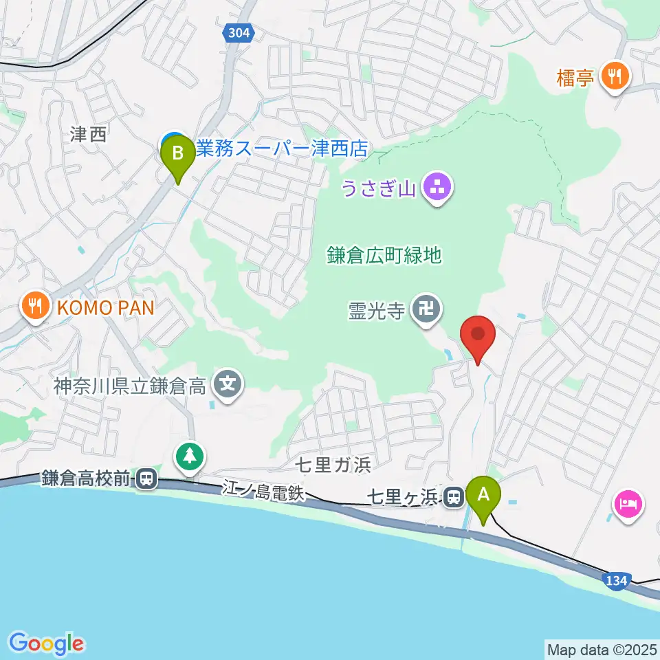 ウクレレスタジオ七里ケ浜周辺のコンビニエンスストア一覧地図