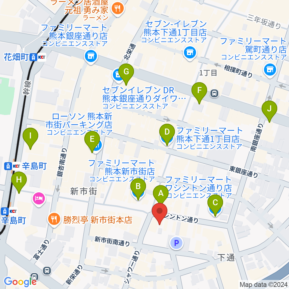 和楽器市場（森楽器）周辺のコンビニエンスストア一覧地図