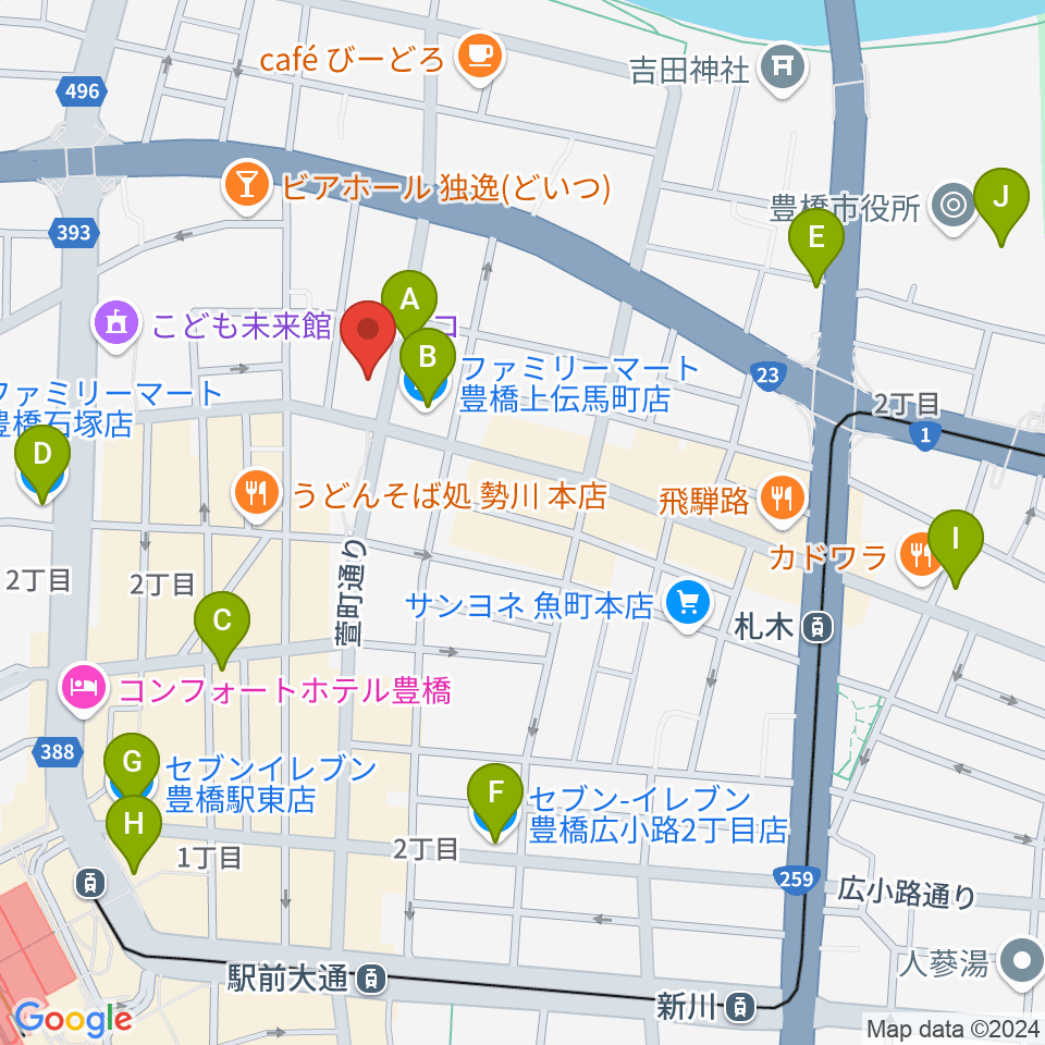 和楽器専門店 山とや周辺のコンビニエンスストア一覧地図