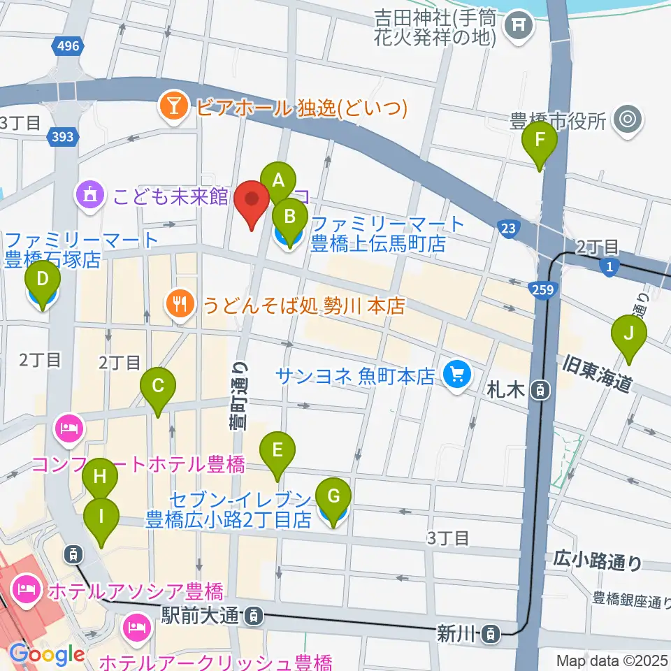 和楽器専門店 山とや周辺のコンビニエンスストア一覧地図
