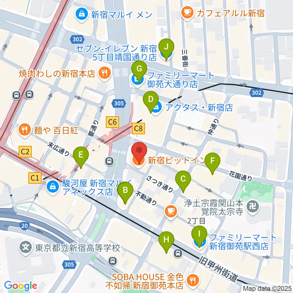 ヤナギサワ・クロッシュ周辺のコンビニエンスストア一覧地図