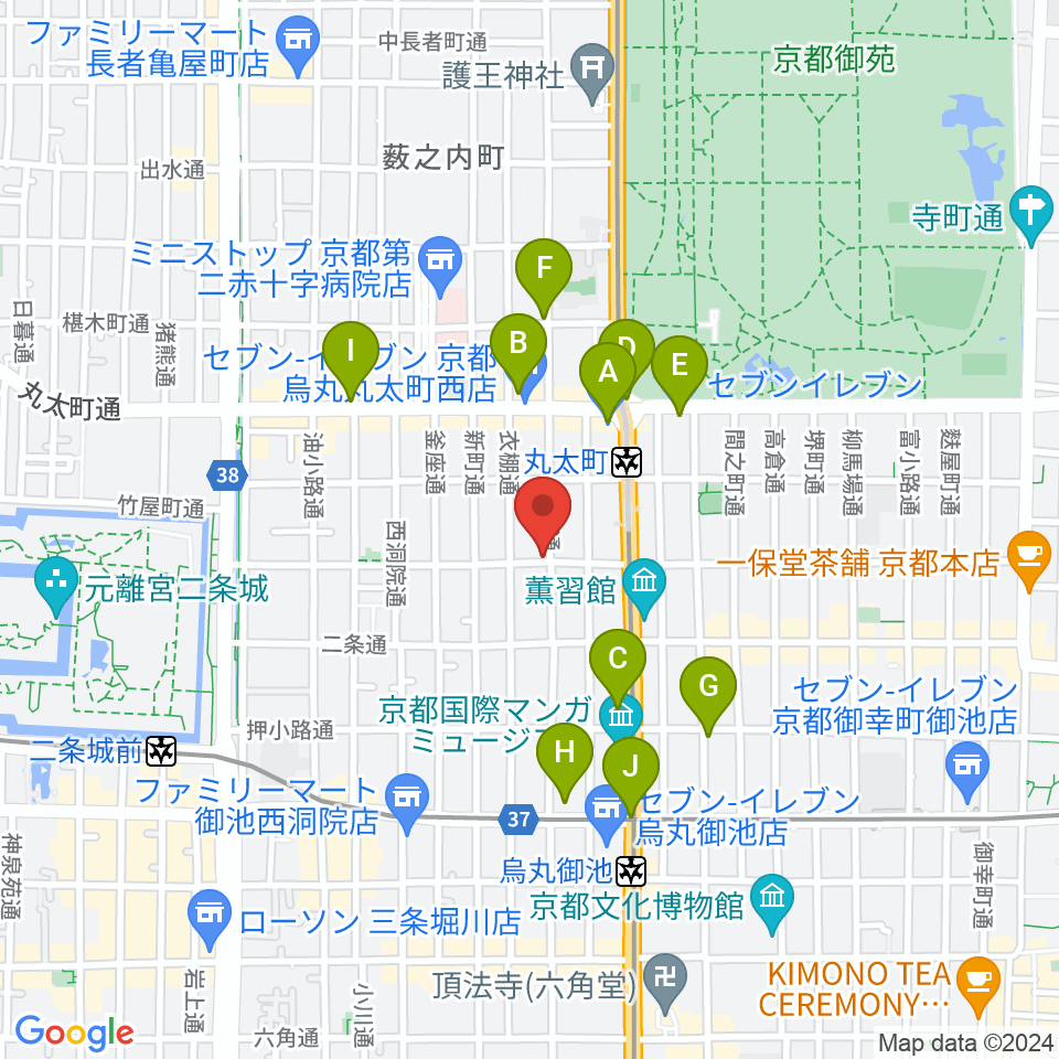 ユリ楽器周辺のコンビニエンスストア一覧地図