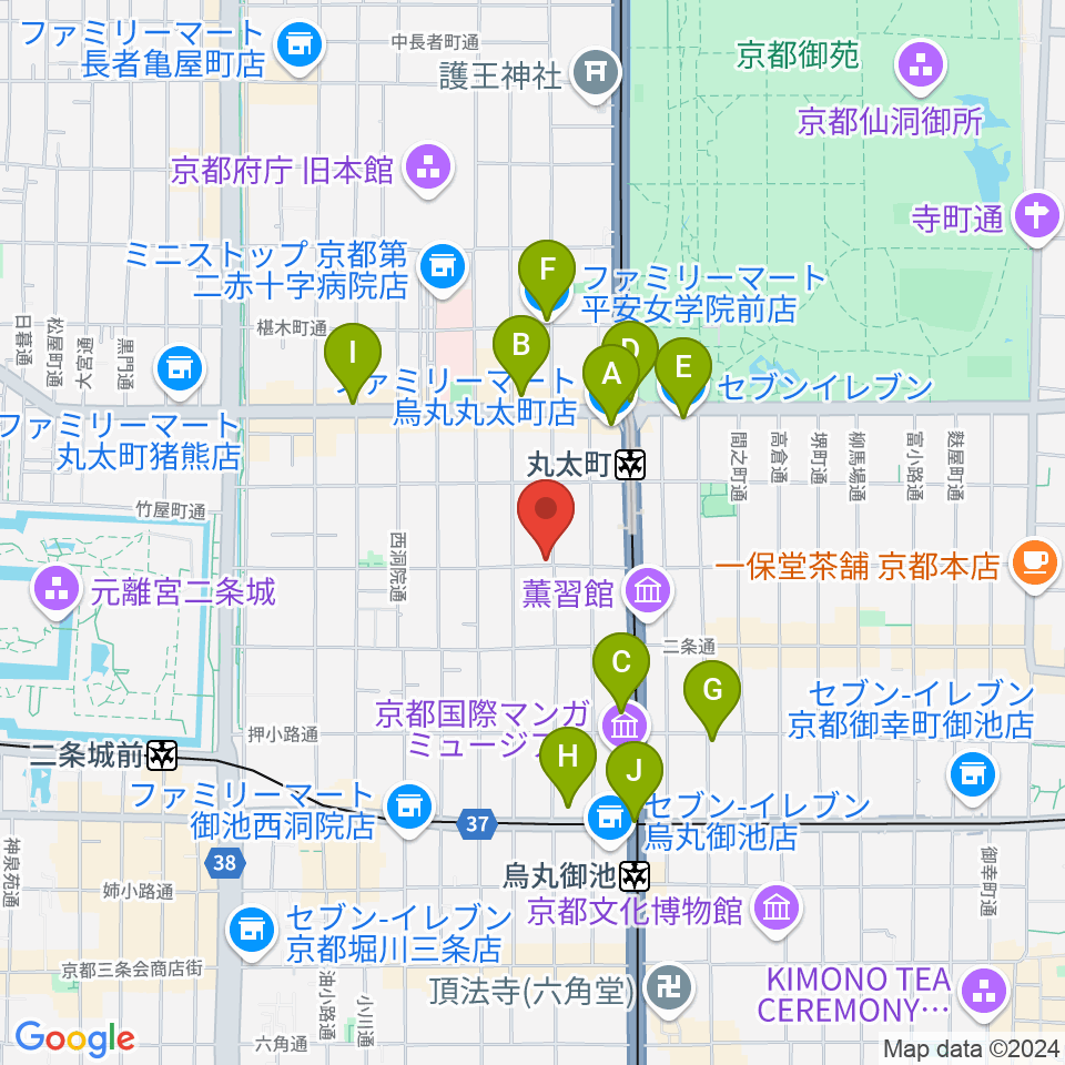 ユリ楽器周辺のコンビニエンスストア一覧地図