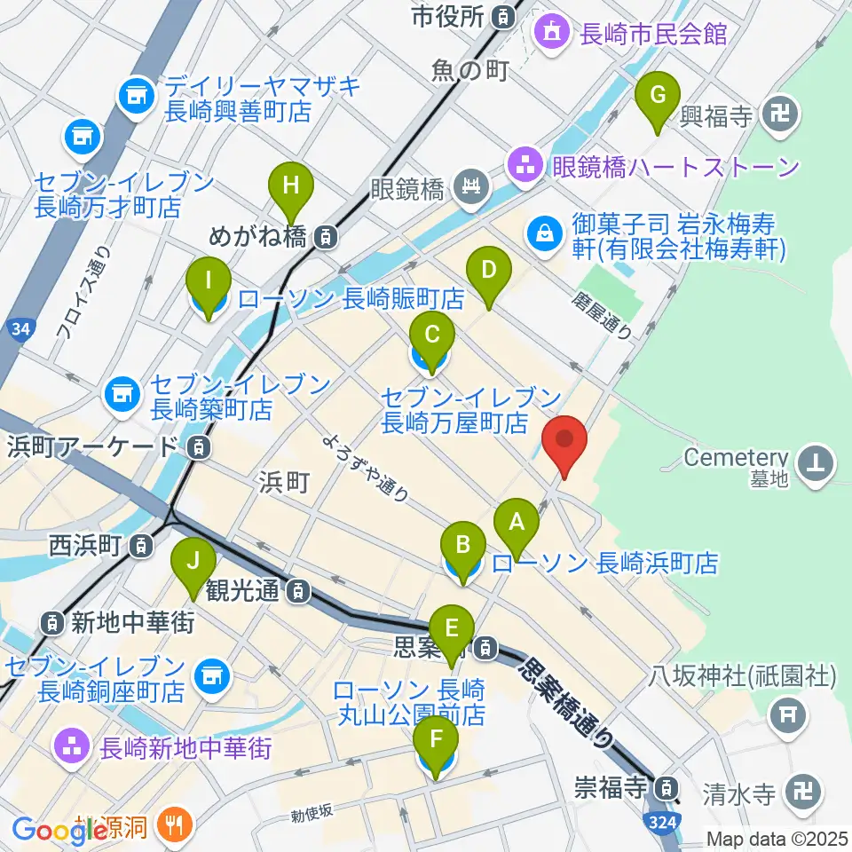 初美屋楽器店周辺のコンビニエンスストア一覧地図