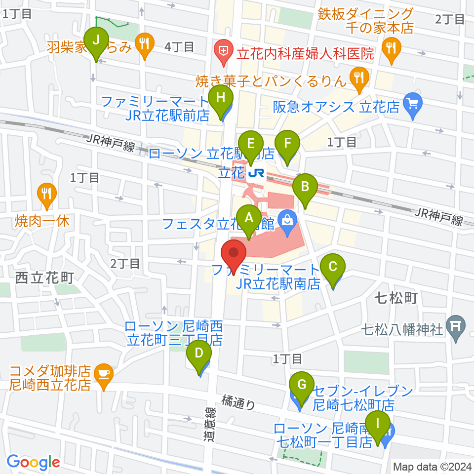 福永管楽器 ハーモニー楽器周辺のコンビニエンスストア一覧地図