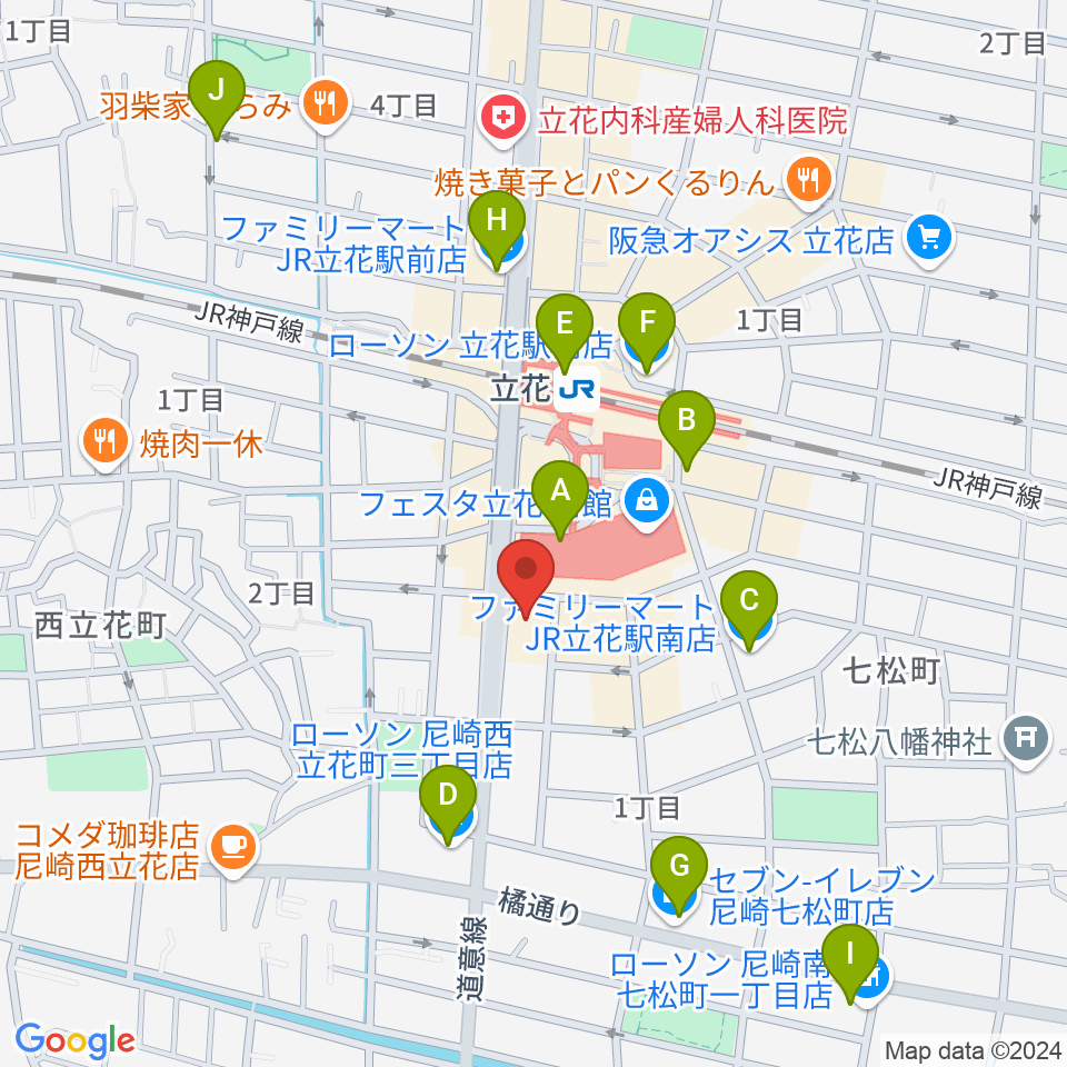 福永管楽器 ハーモニー楽器周辺のコンビニエンスストア一覧地図