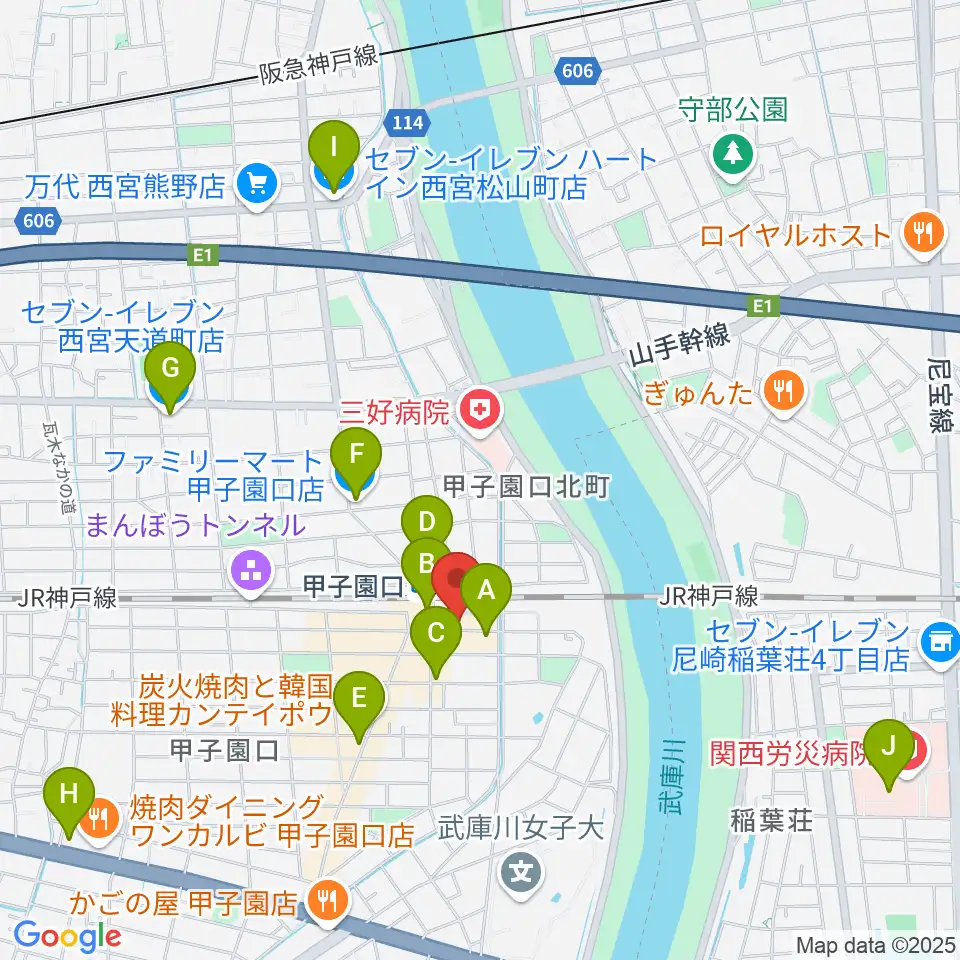 箏三絃なかにし周辺のコンビニエンスストア一覧地図