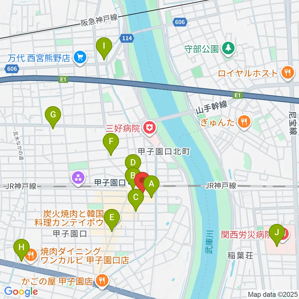 箏三絃なかにし周辺のコンビニエンスストア一覧地図