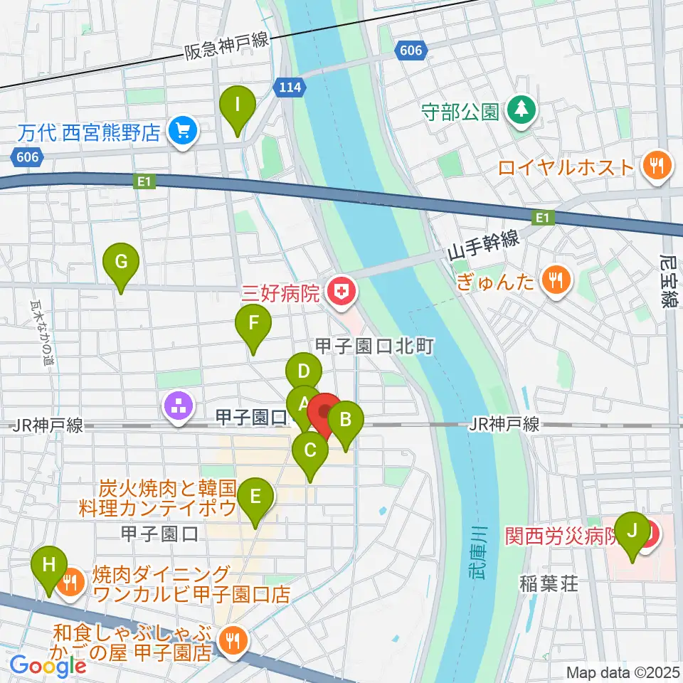 箏三絃なかにし周辺のコンビニエンスストア一覧地図