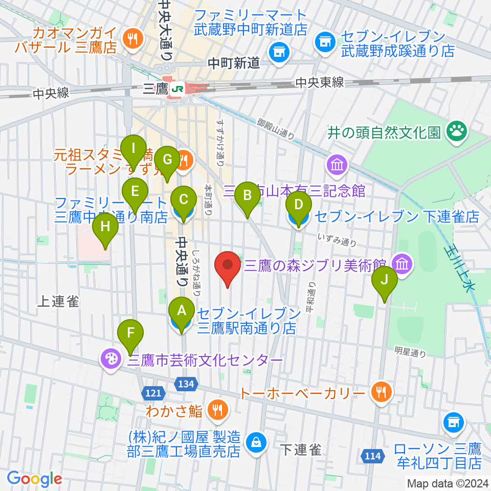 コントラバス専門店アット周辺のコンビニエンスストア一覧地図