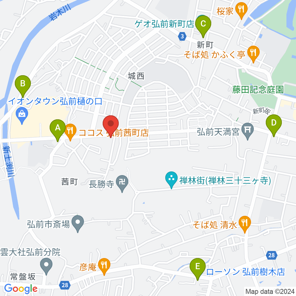 津軽三味線 まんじ三味線店周辺のコンビニエンスストア一覧地図