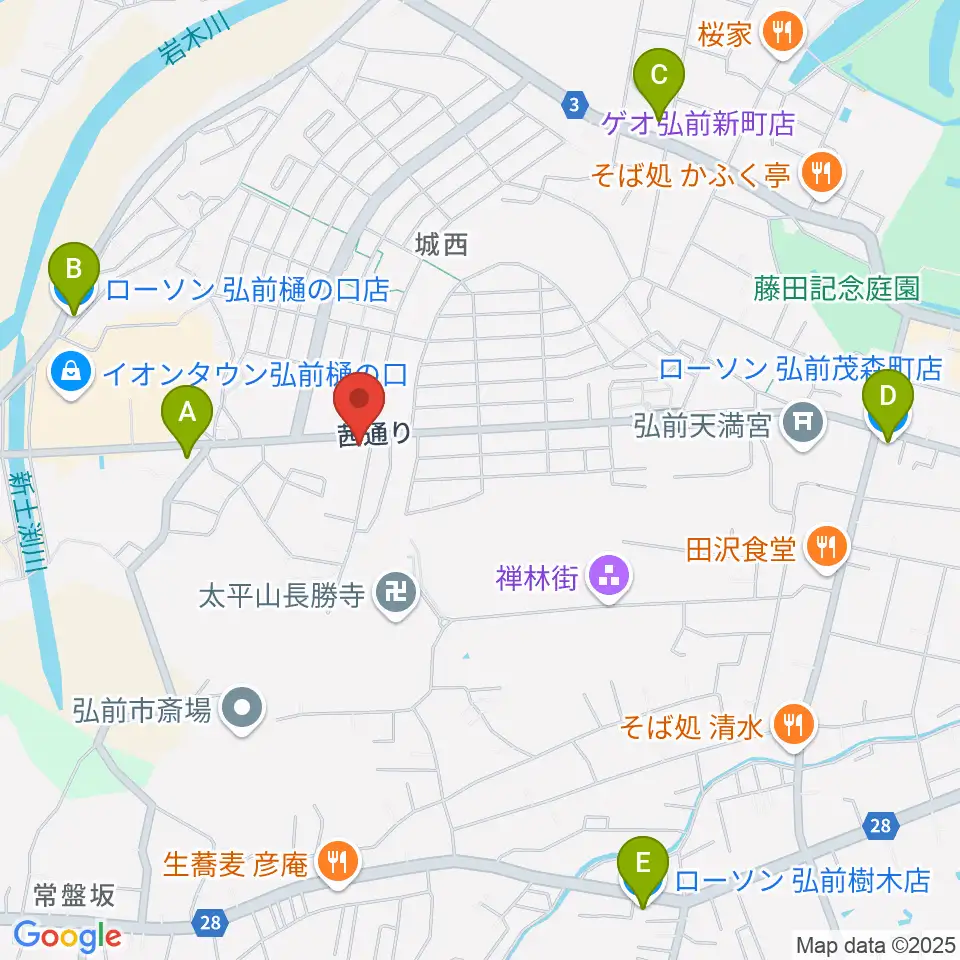 津軽三味線 まんじ三味線店周辺のコンビニエンスストア一覧地図