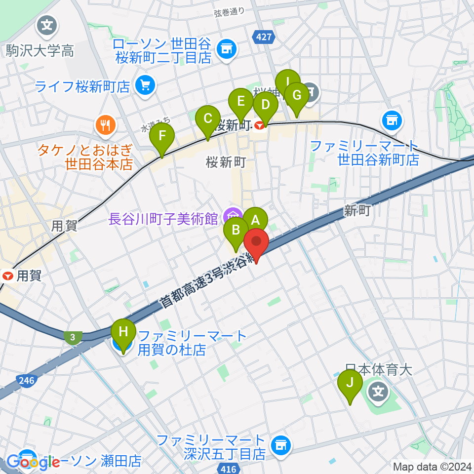 スタジオジャイヴ周辺のコンビニエンスストア一覧地図