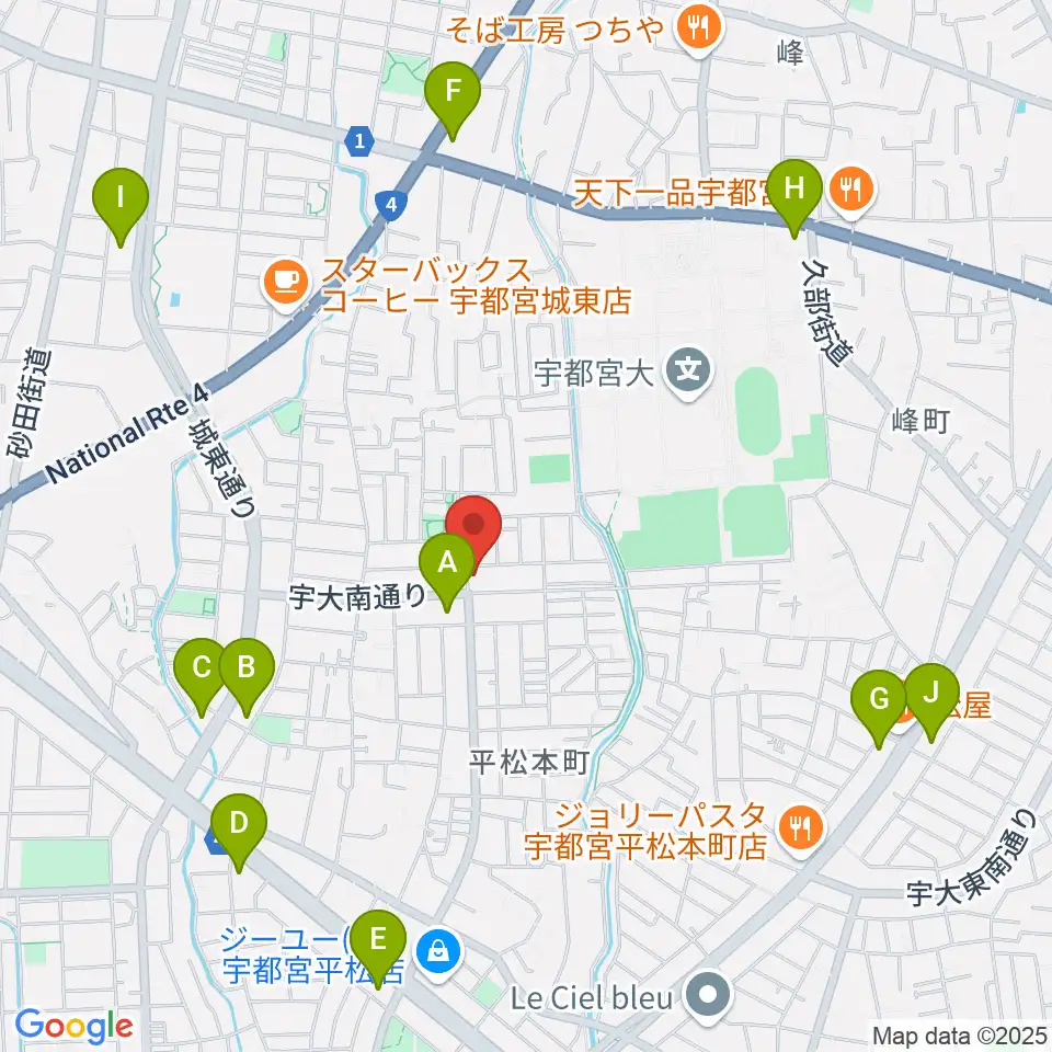 宇都宮JIVE Studio周辺のコンビニエンスストア一覧地図