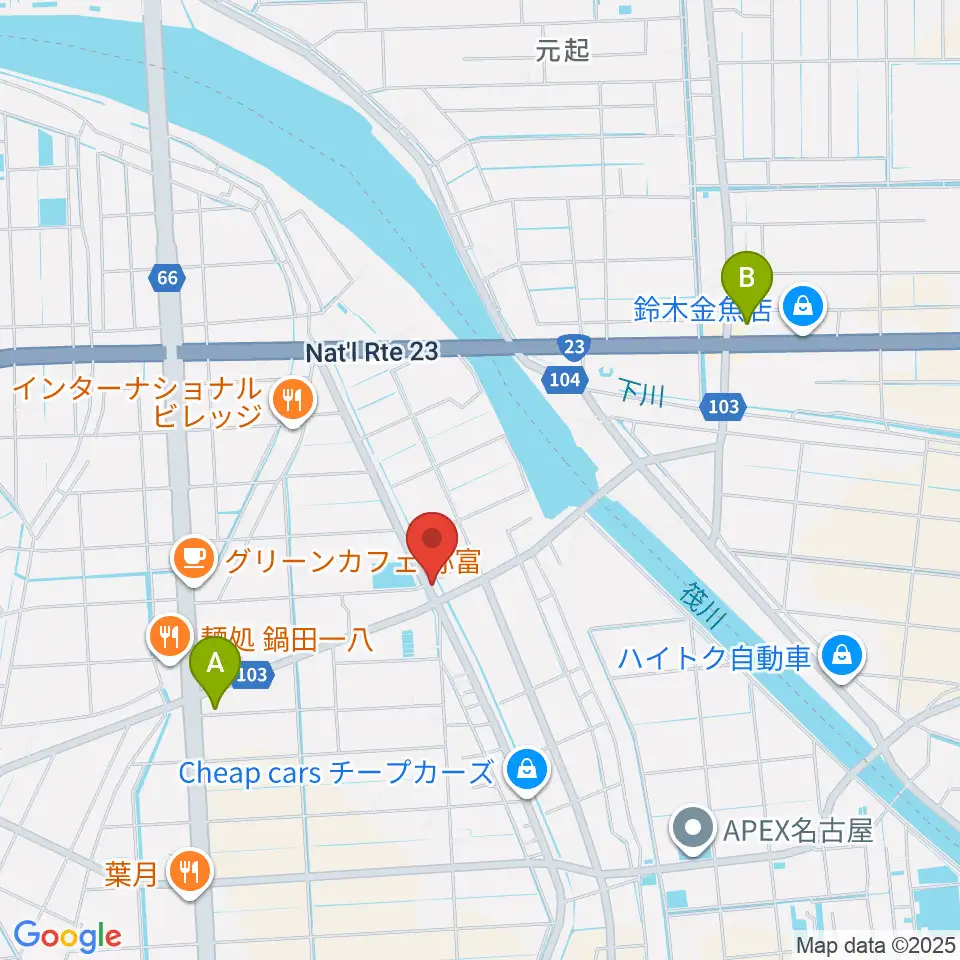 ギター工房フォーエム周辺のコンビニエンスストア一覧地図