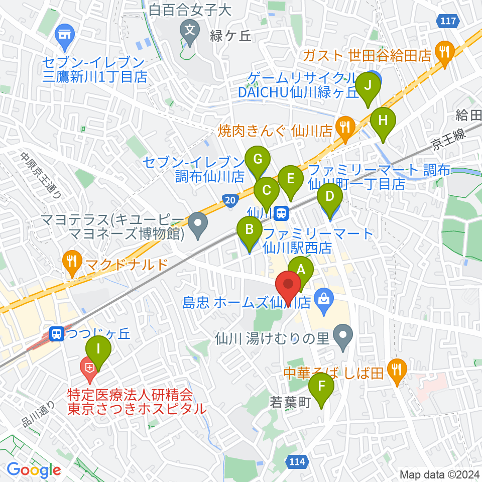 桐朋学園大学音楽学部周辺のコンビニエンスストア一覧地図