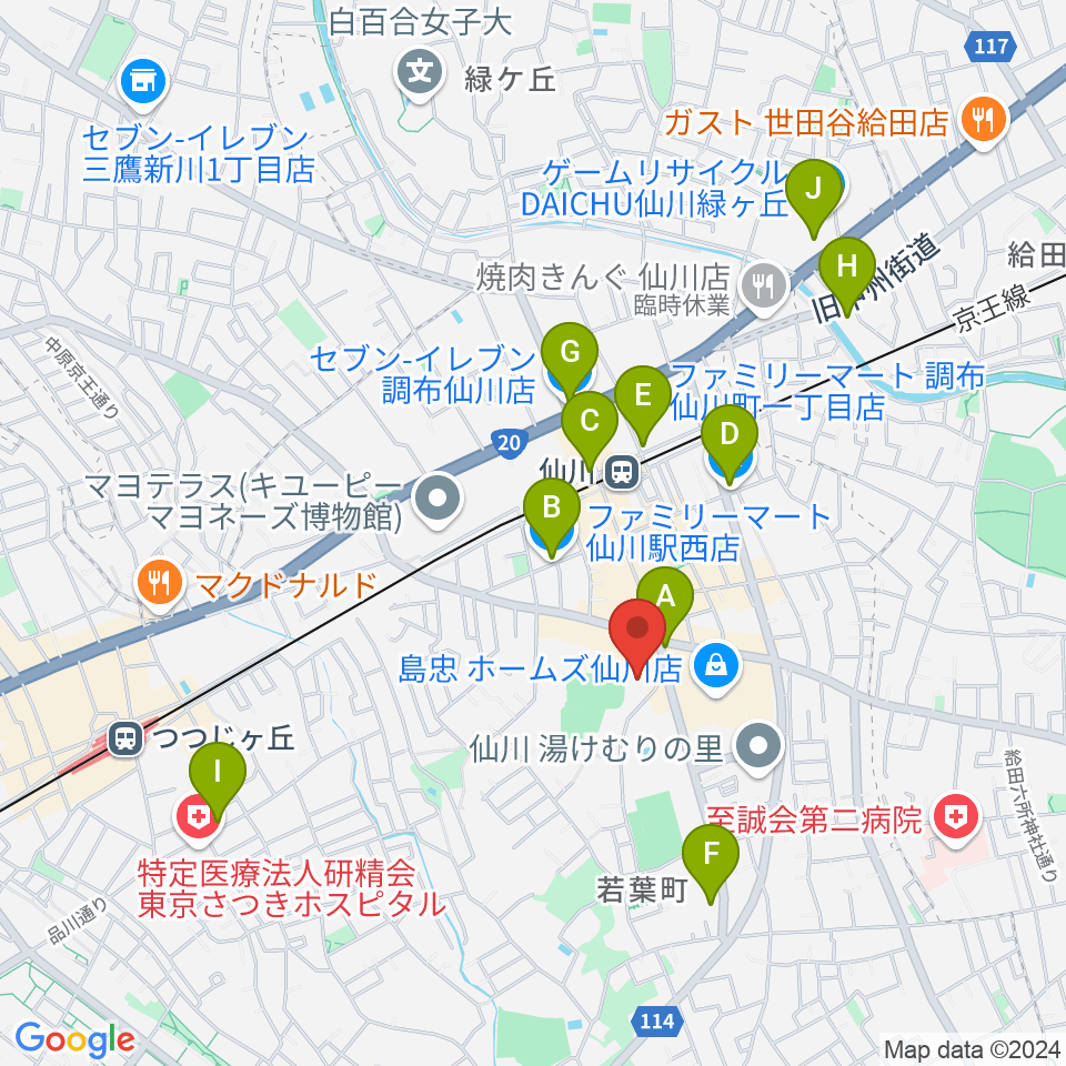 桐朋学園大学音楽学部周辺のコンビニエンスストア一覧地図