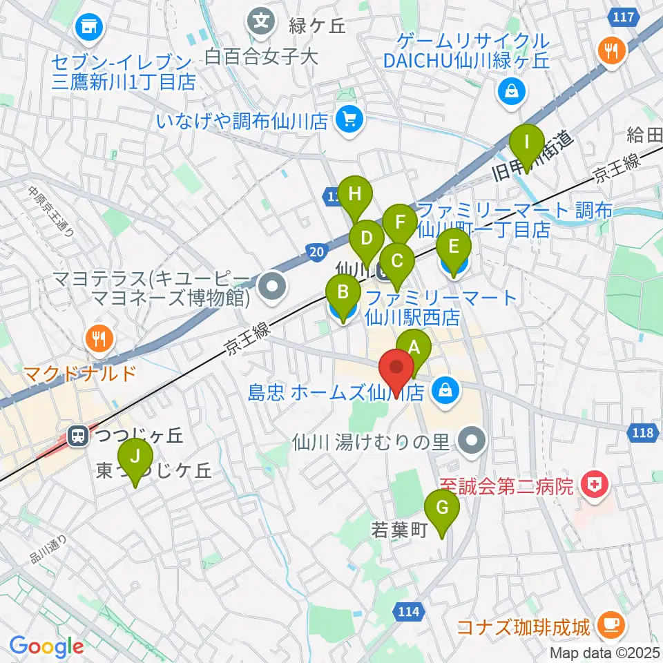桐朋学園大学音楽学部周辺のコンビニエンスストア一覧地図