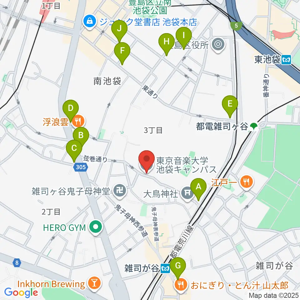 東京音楽大学周辺のコンビニエンスストア一覧地図
