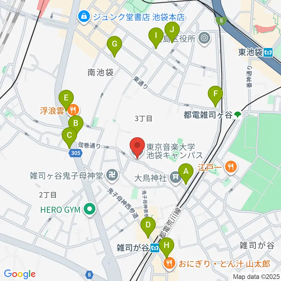 東京音楽大学周辺のコンビニエンスストア一覧地図