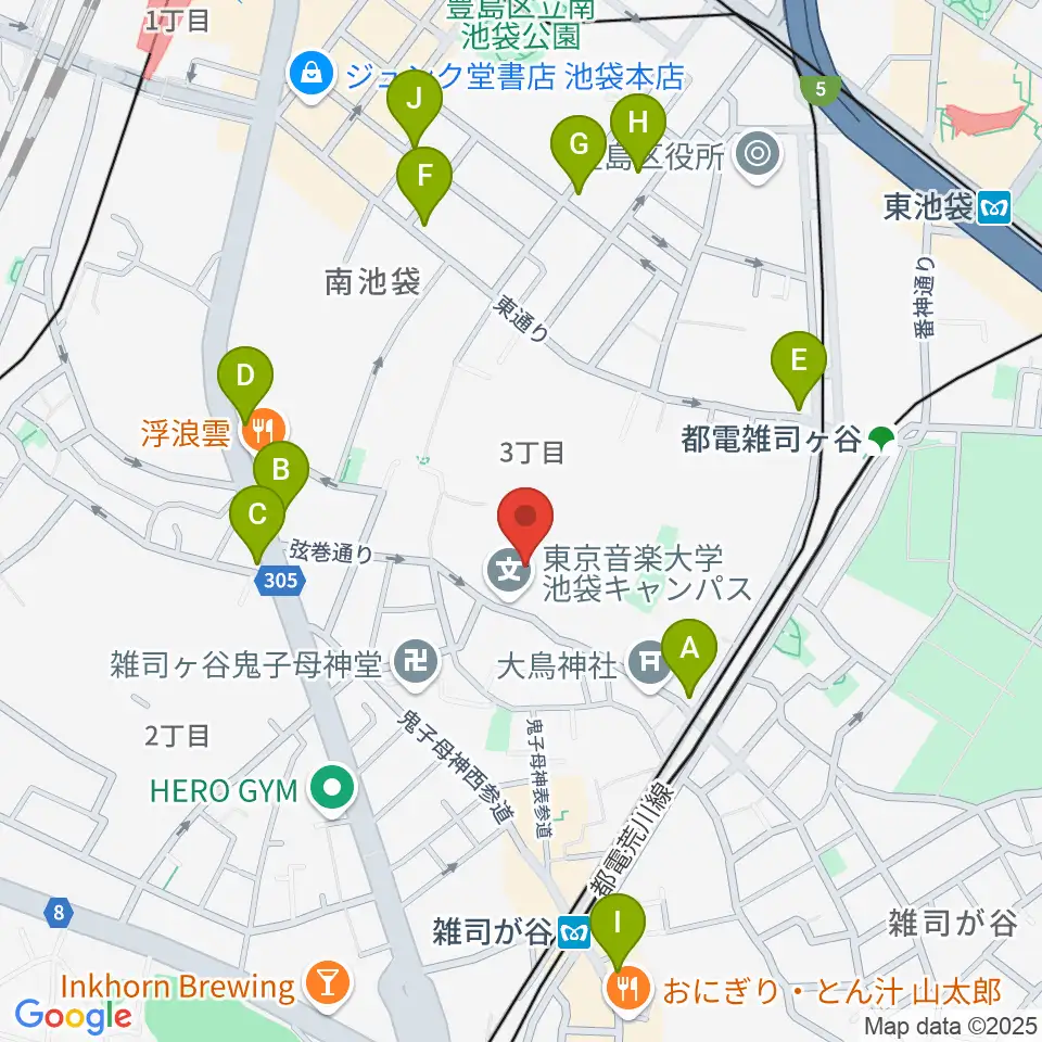 東京音楽大学付属音楽教室周辺のコンビニエンスストア一覧地図