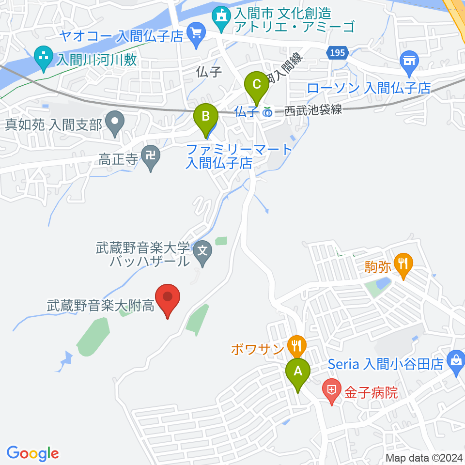 武蔵野音楽大学付属高校音楽科周辺のコンビニエンスストア一覧地図