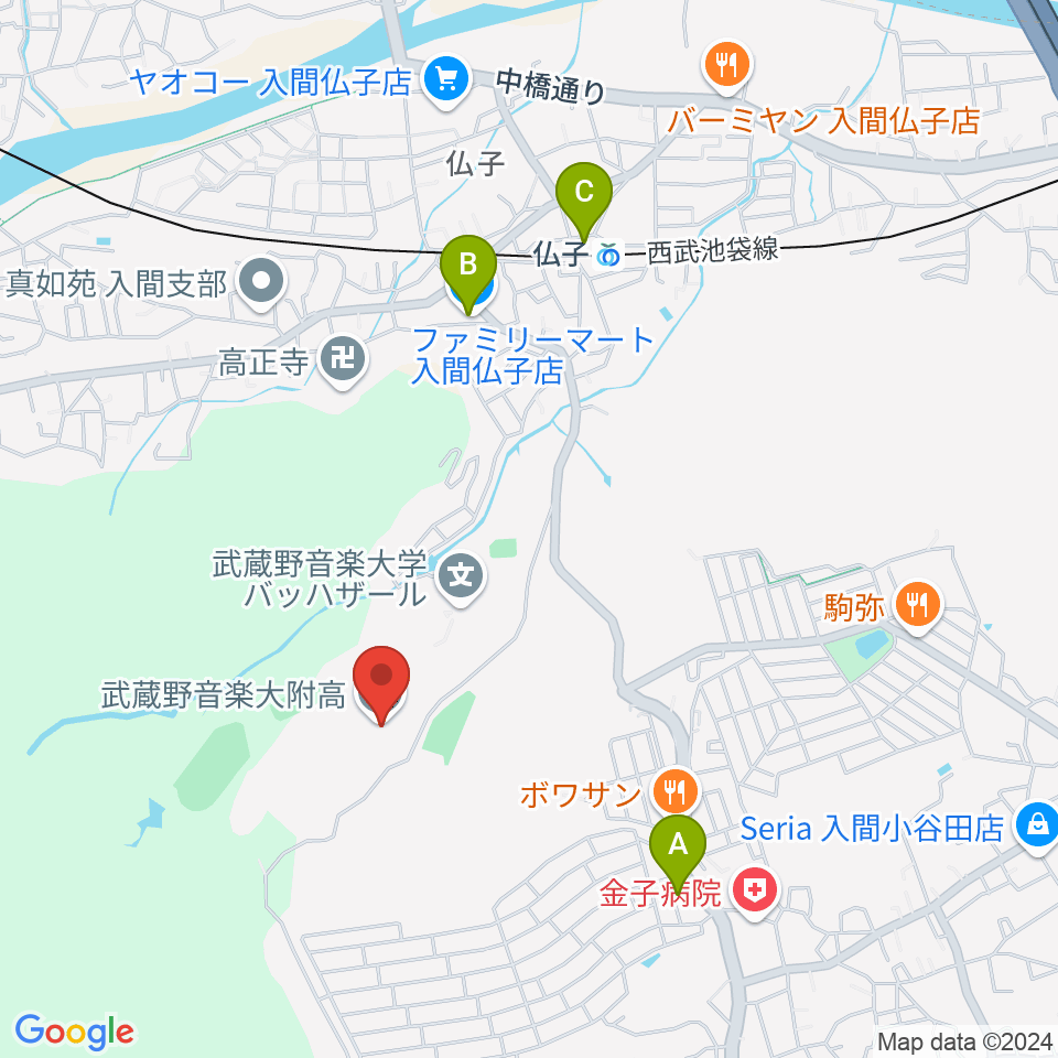 武蔵野音楽大学付属高校音楽科周辺のコンビニエンスストア一覧地図