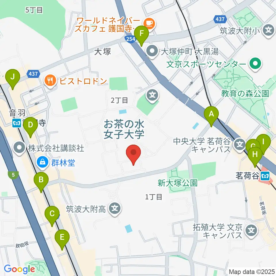 お茶の水女子大学・音楽表現コース周辺のコンビニエンスストア一覧地図