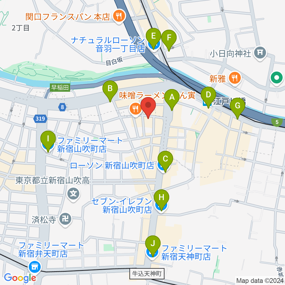 TJK音楽教室周辺のコンビニエンスストア一覧地図