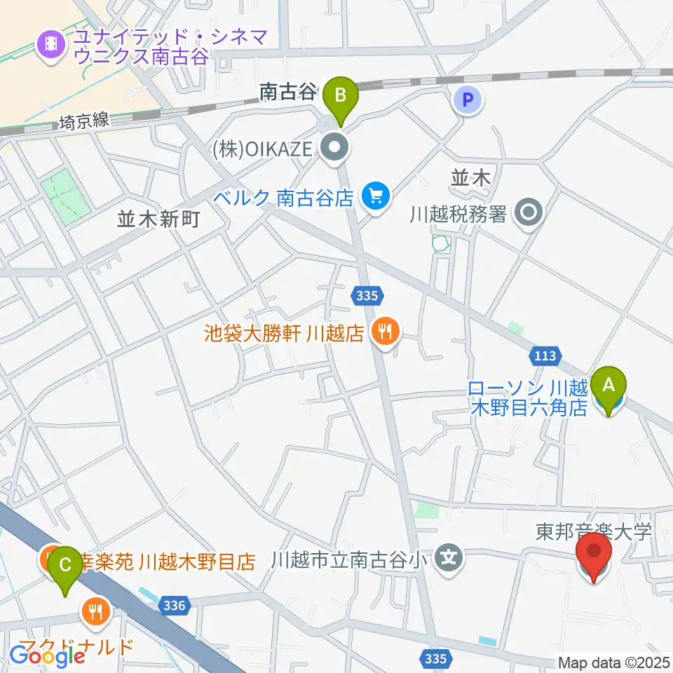 東邦音楽大学周辺のコンビニエンスストア一覧地図