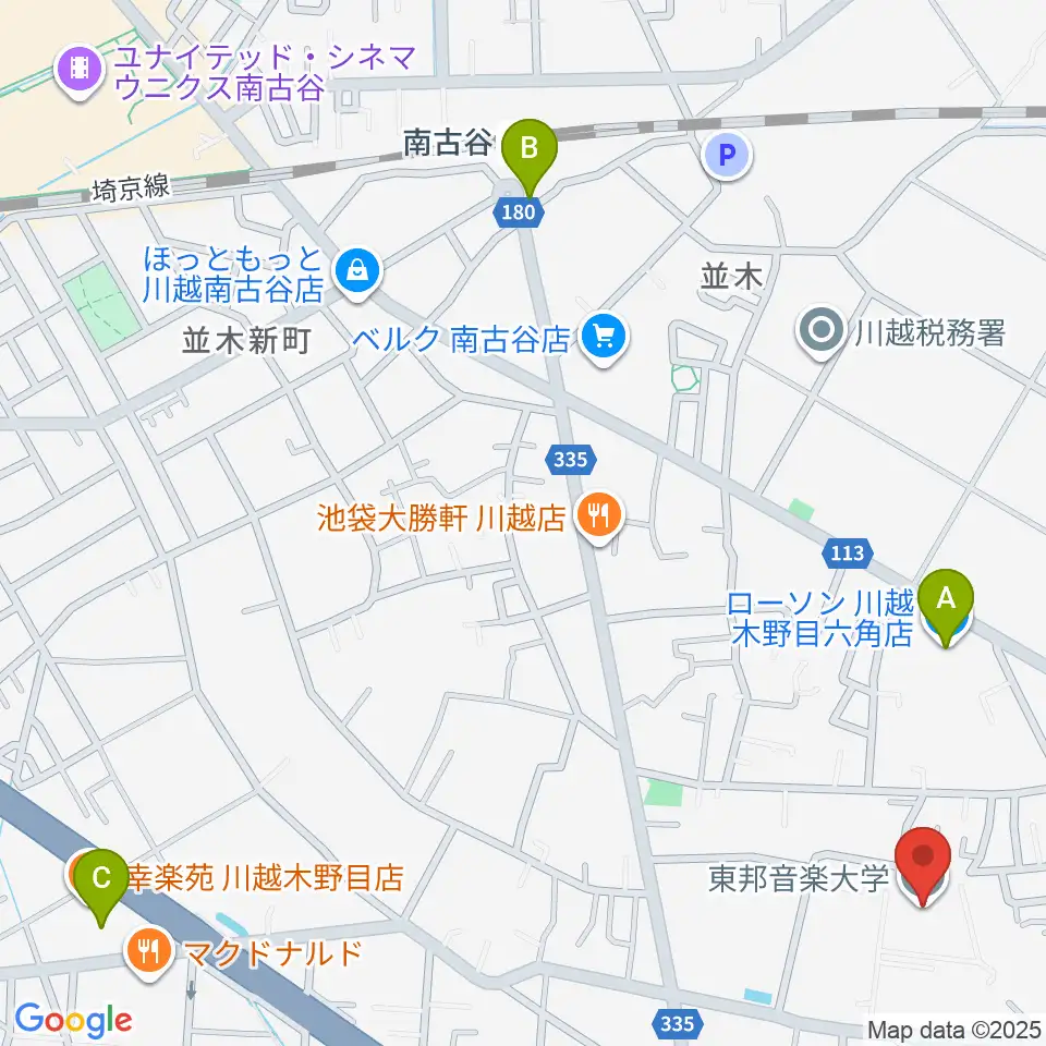 東邦音楽大学周辺のコンビニエンスストア一覧地図