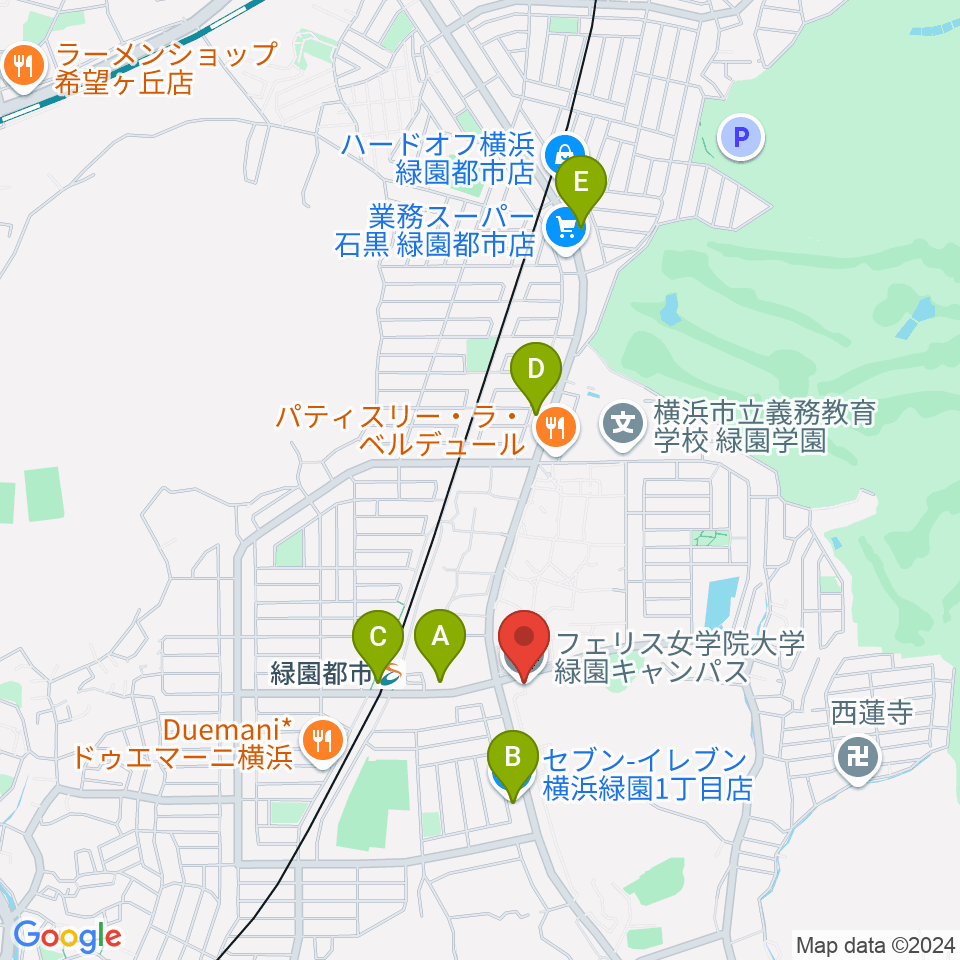 フェリス女学院大学 音楽・身体表現専攻周辺のコンビニエンスストア一覧地図