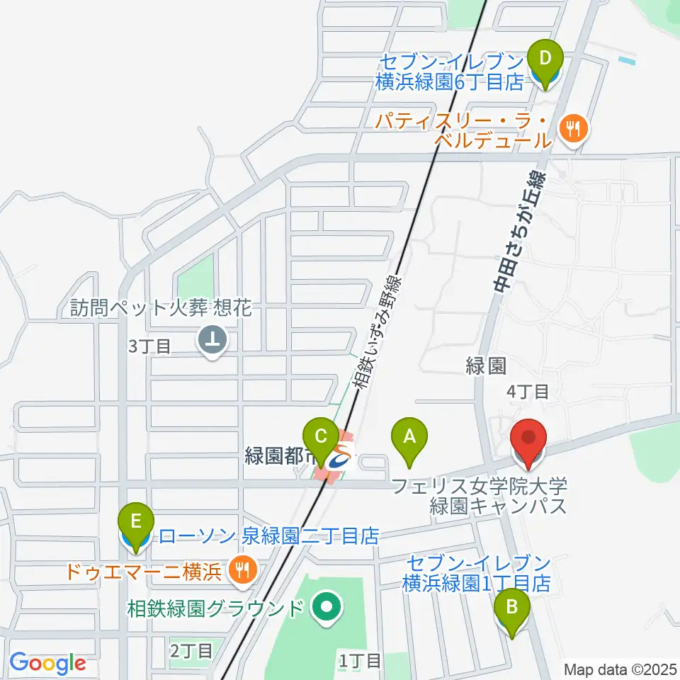 フェリス女学院大学 音楽・身体表現専攻周辺のコンビニエンスストア一覧地図