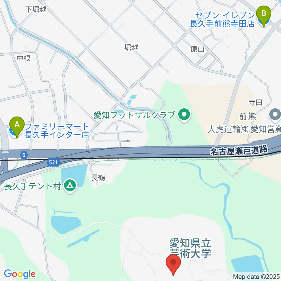 愛知県立芸術大学 音楽学部周辺のコンビニエンスストア一覧地図