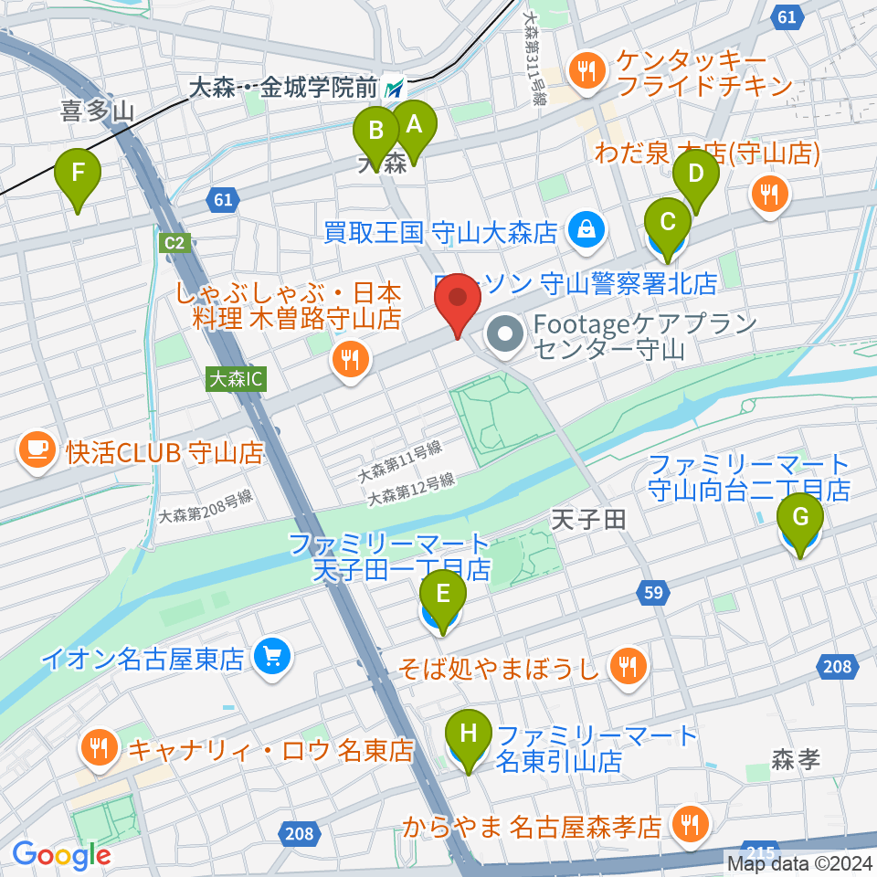 ドクターミュージック周辺のコンビニエンスストア一覧地図