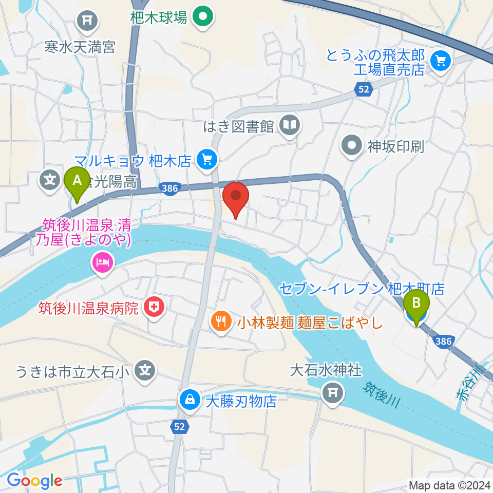 沢田楽器 杷木本店周辺のコンビニエンスストア一覧地図